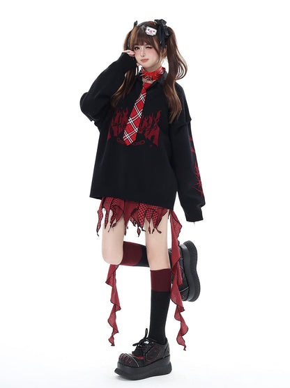 Crazy Girl Loose Subculture Overknit