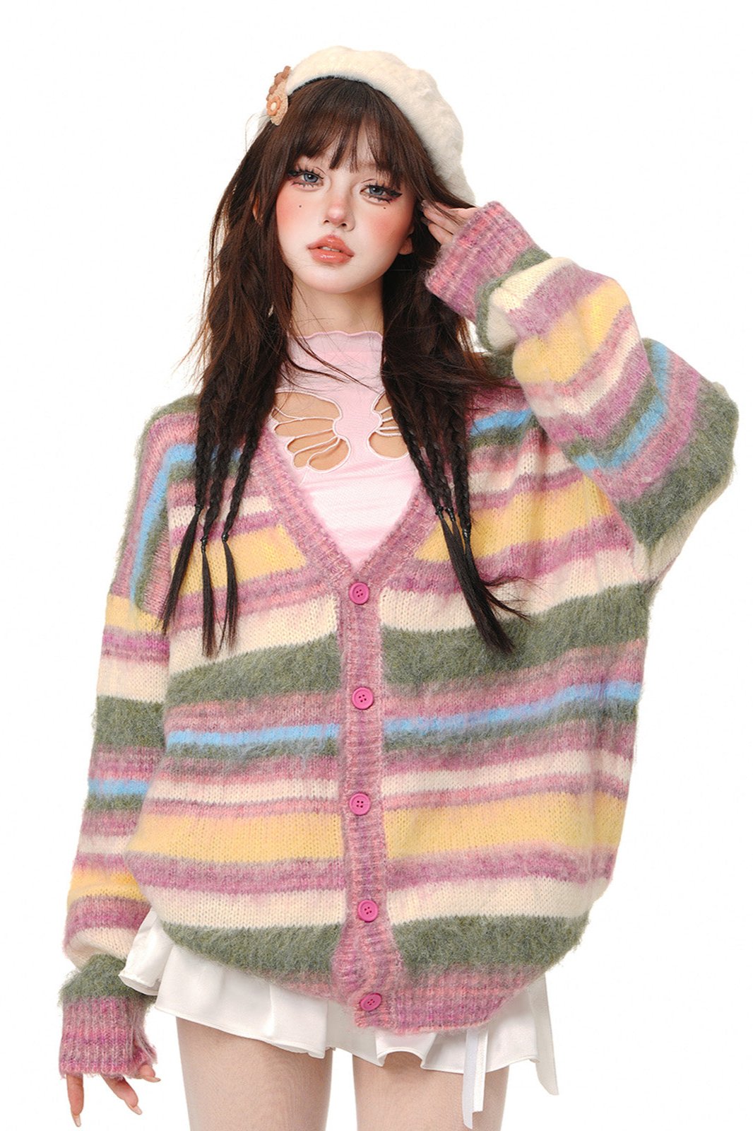 Rainbow Stripe Love Letter Cardigan