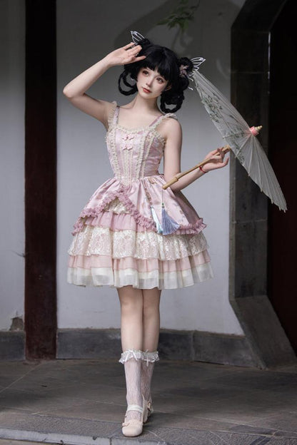 Sweet Suspender Dress + Chinese Set + Necklace + Inner + Sleeve