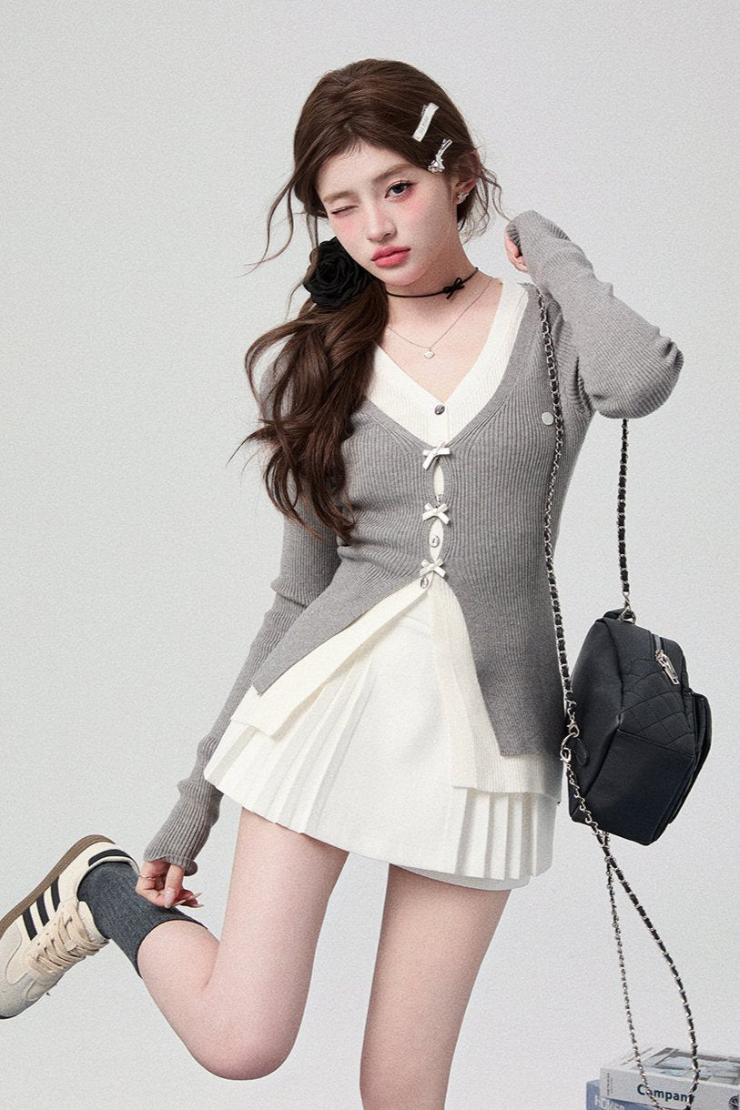 College Jacket Slim Knit Cardigan