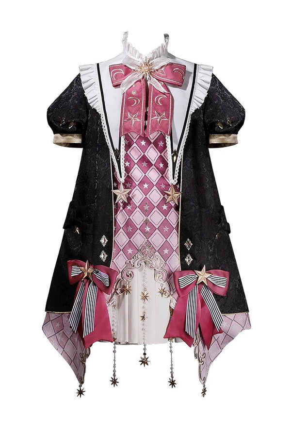 【10月13日予約締切】Magic Academy Starry Diamond Pendant Bow Lolita Dress + Black Lace Trim Bow Puff Sleeve Jacket + Detachable Star Embroidery Ribbon Frill Collar + Full Set