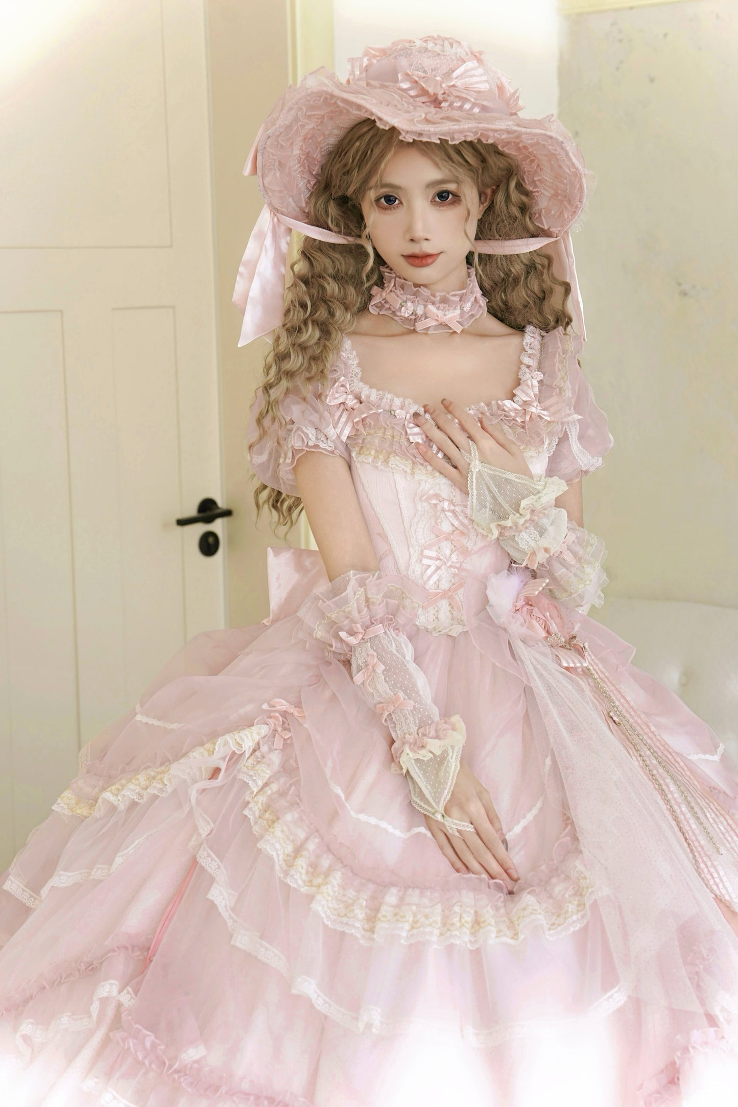 Sweet Pink Flower Wedding Ceremony Dress + Accessories