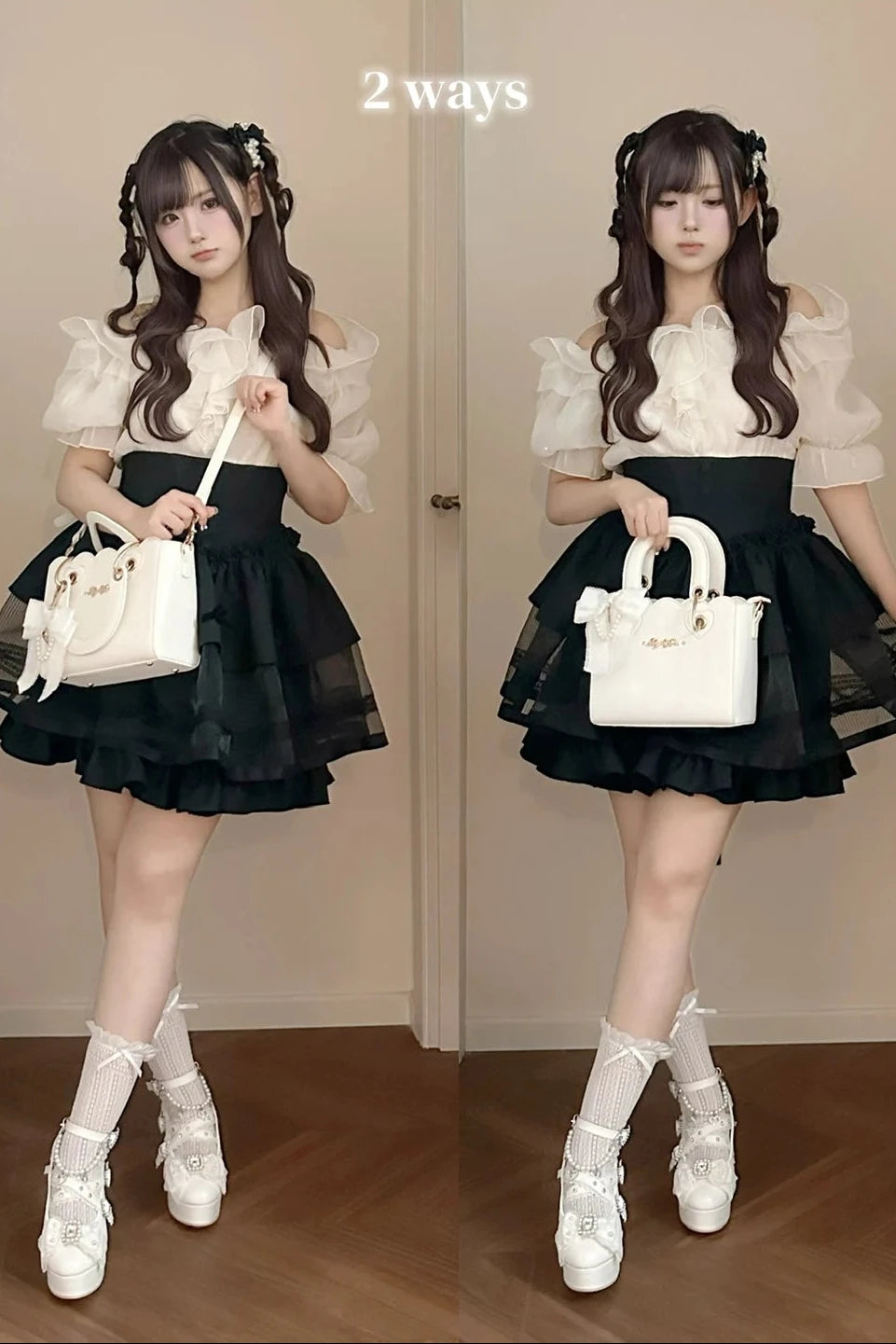 [Pre-order Deadline: October 18] Petal Edge Pearl Chain Bow Square Handbag Crossbody Bag