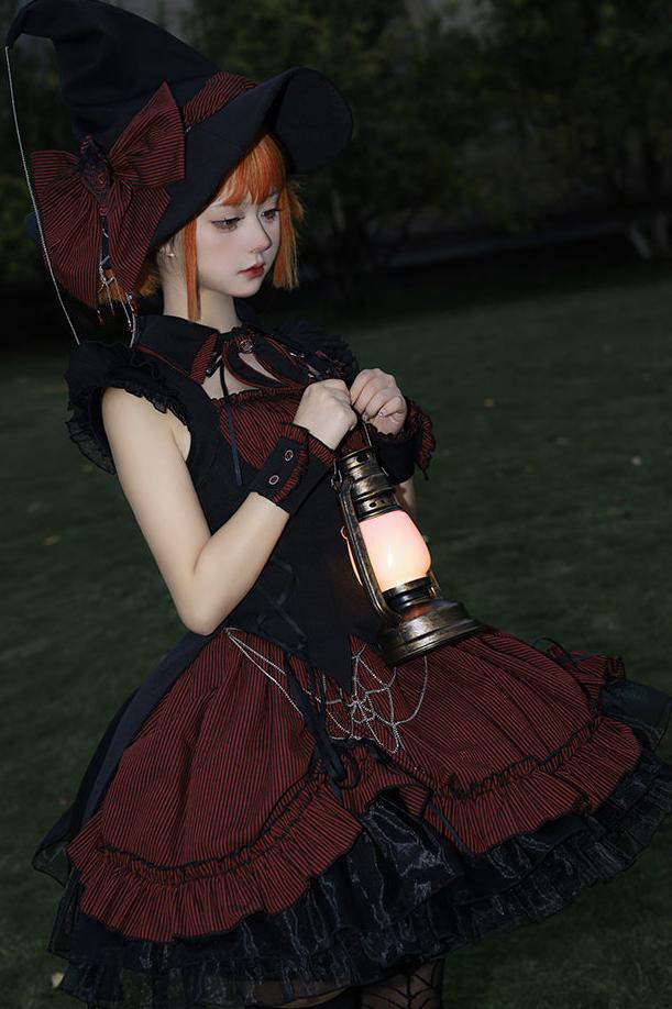 [Vorbestellschluss 8. Mai] Schmales ärmelloses Halloween-Gothic-Kleid im Zaubertrank-Stil