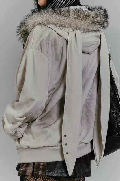 ラビットイヤーフードジップパーカー