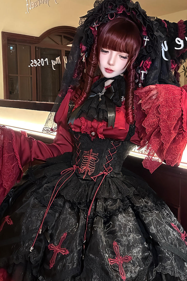 【12月8日予約締切】Black Mist Banquet ゴシックレースジュリエットスリーブシャツ