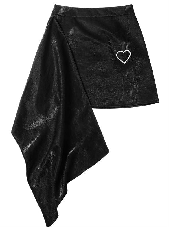 Two Way Wear Regular Design Love Diamond Button Slit A-Line Skirt