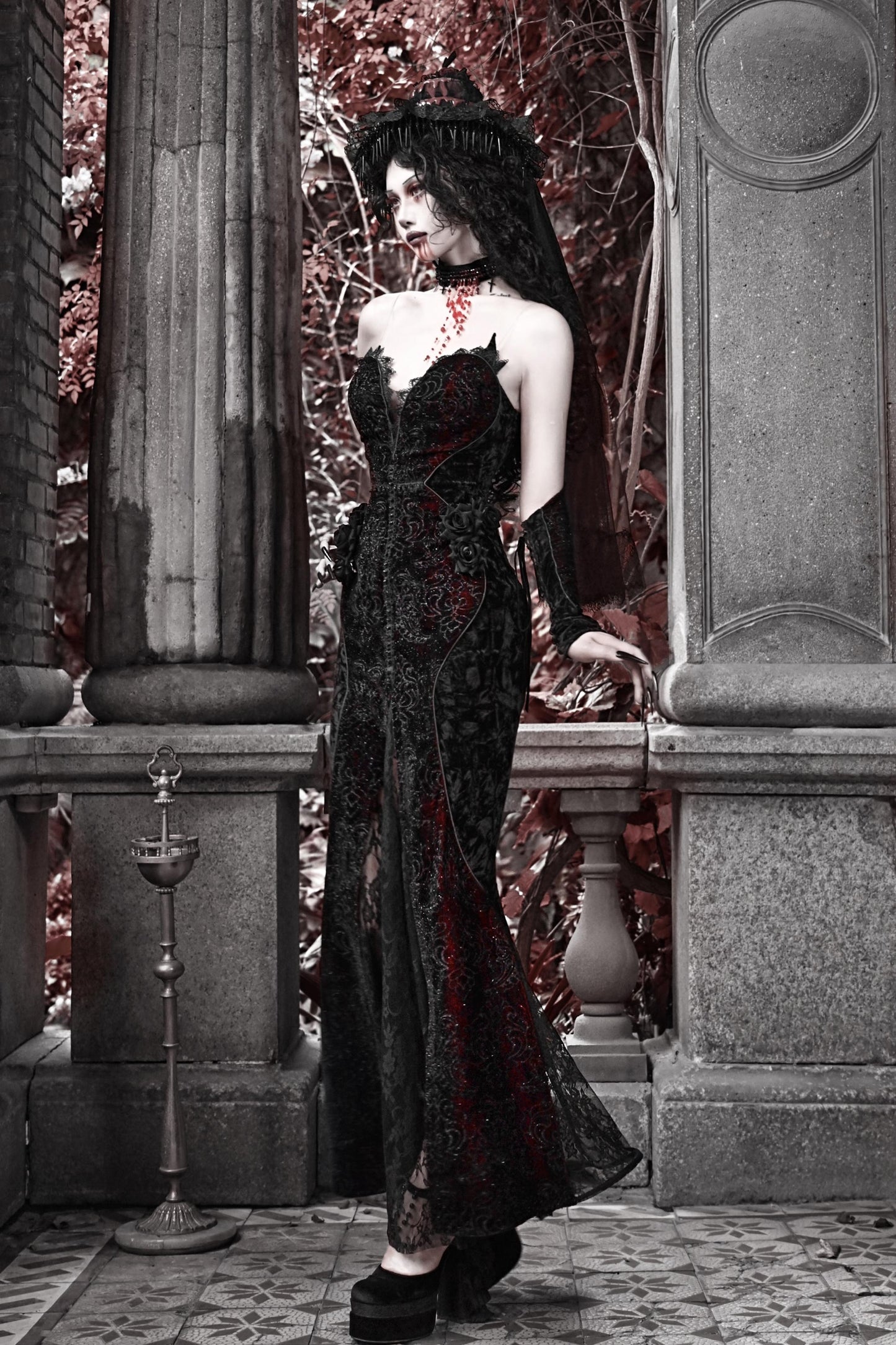 Blood Peak Gothic Dark Love Velvet Dress