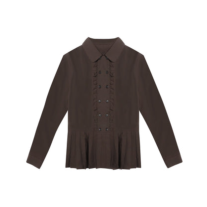 ラッフルダブルブレスタフリルトップス