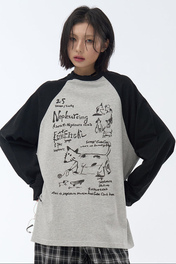 Street Art Patchwork Long Sleeve T-Shirt