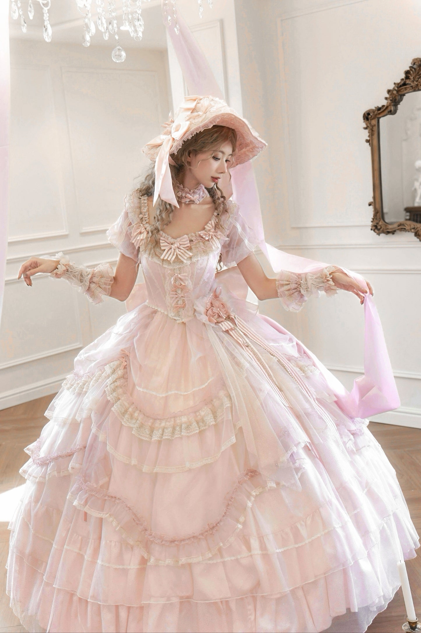 Sweet Pink Flower Wedding Ceremony Dress + Accessories