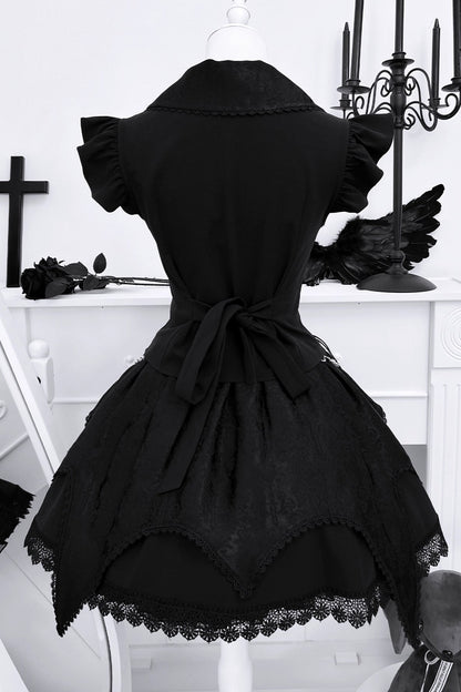 ダークゴシックサブカルチャーストラップセットアップ＋リボン＋チェーン