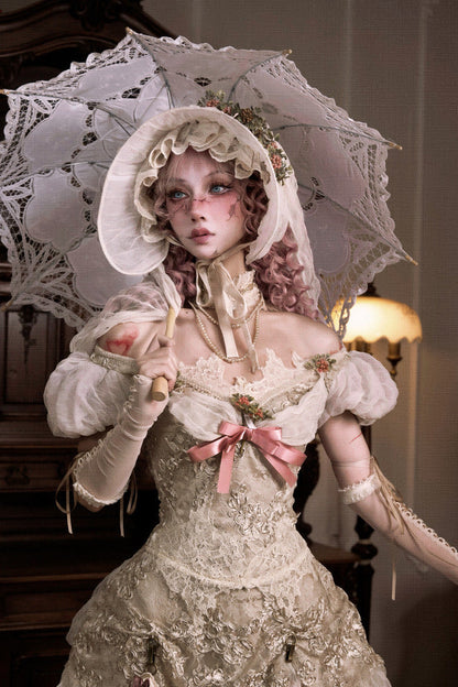 Edwardian Elegant One Shoulder Puff Sleeve Top + Leg Covers