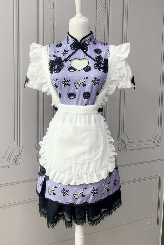 Bobo Bear Gun Print Cheongsam Dress