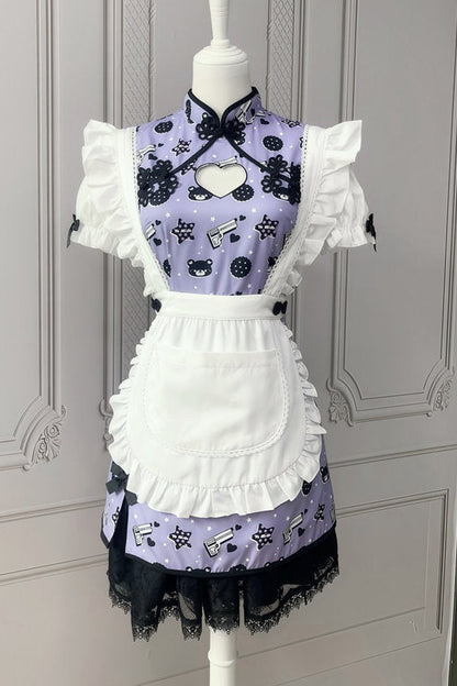Bobo Bear Gun Print Cheongsam Dress