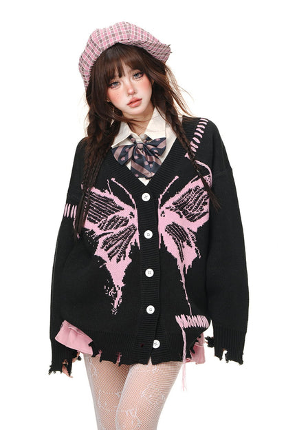 Art School Loose Knit Cardigan Jacket