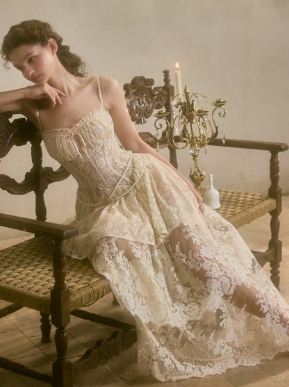 Sweet Waltz Lace Camisole + Long Skirt + Peplum Belt