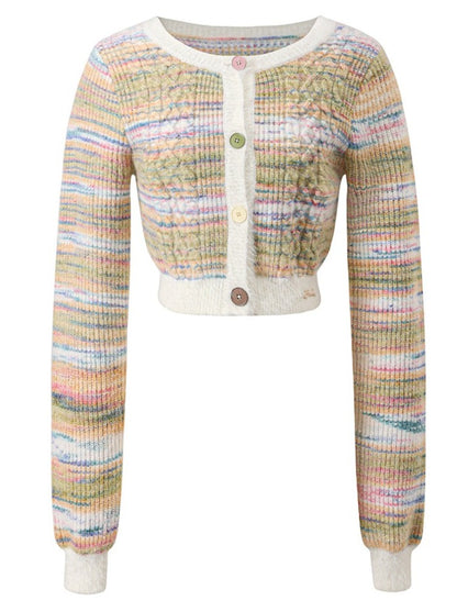 Retro Niche Rainbow Border Slim Cardigan