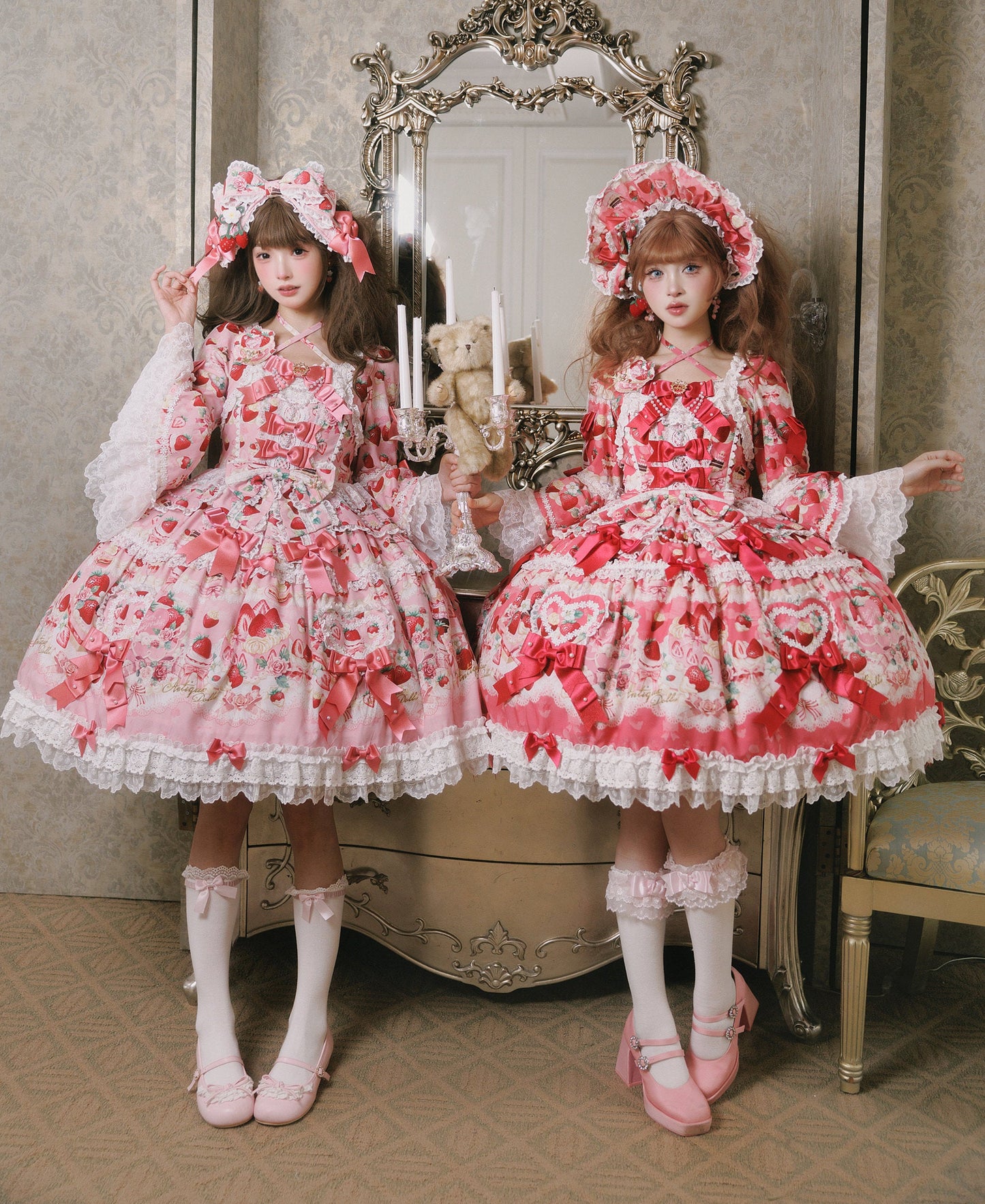 【2月27日予約締切】ストロベリーアンティークドールドレス＋フルセット＋ボンネット＋カチューシャ