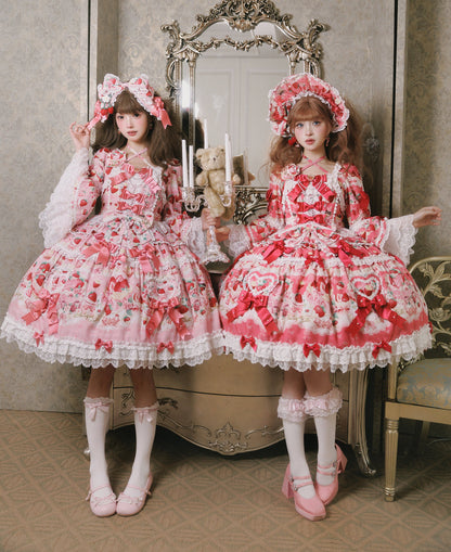 【2月27日予約締切】ストロベリーアンティークドールドレス＋フルセット＋ボンネット＋カチューシャ