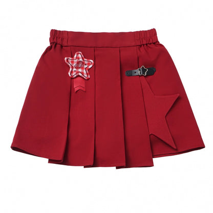 スナックガールフードベスト+トップス+プリーツスカート+レッグウォーマー