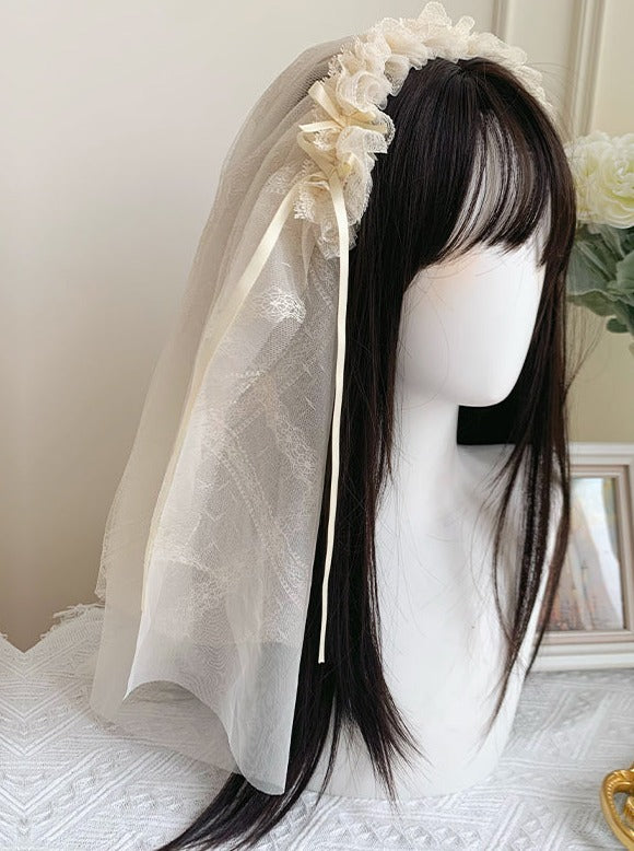 【予約商品】ピュアホワイトガーリーロリータドレス＋カーディガン＋インナートップス＋ベール＋スリーブ