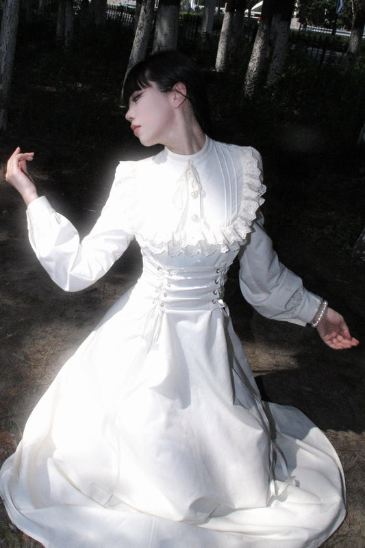 Porcelain French Lace Waist Dress