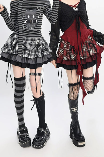 地雷チェッククールショートスカート