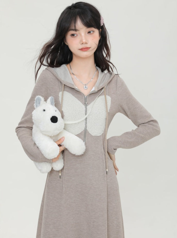 Butterfly Hooded Casual Dress