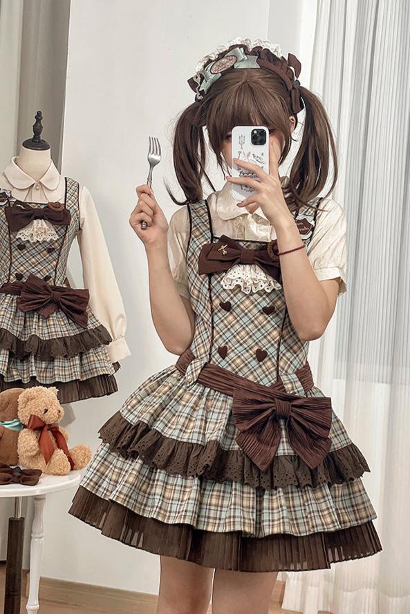 [September 16 Reservation Deadline] Afternoon Tea Sweet Chocolate Check Dress Suit