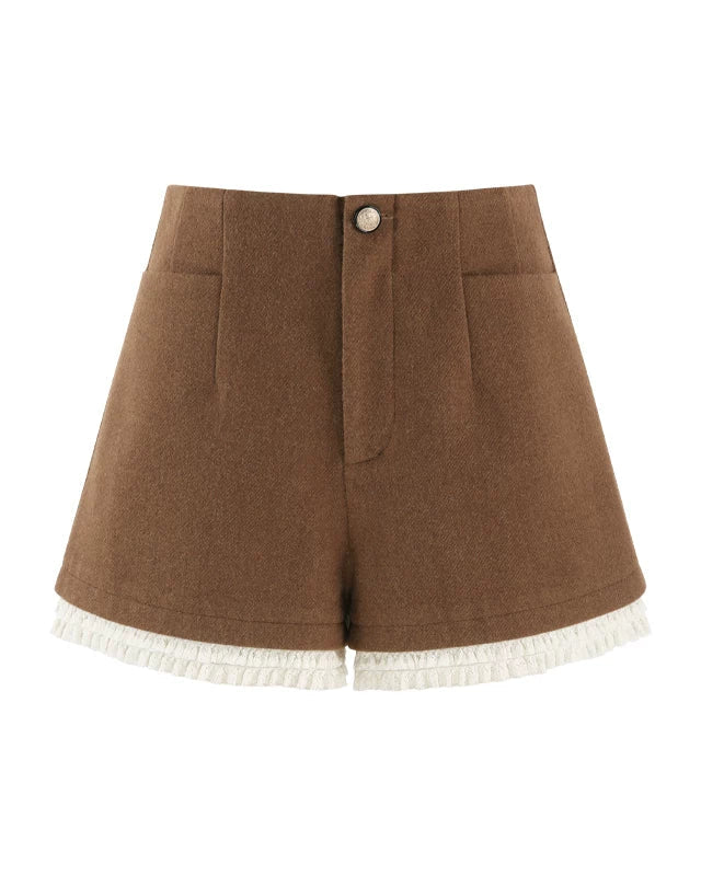 リボンフレンチニットセーター+ショートパンツ