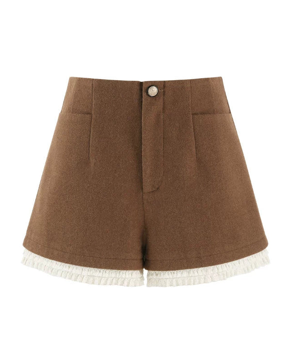 リボンフレンチニットセーター+ショートパンツ