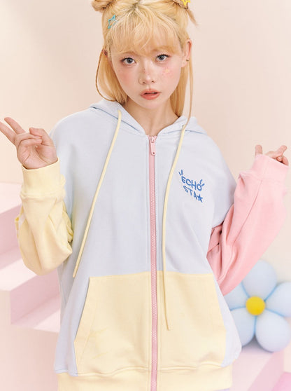 Pastel colorful food zip hoodie