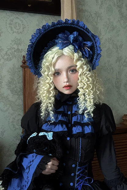 [Pre-order Deadline: July 13] Klein Blue Gothic Lolita Series Floral Bonnet