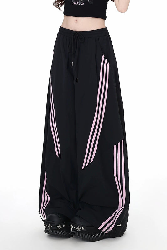 カジュアルモードストライプルーズパンツ