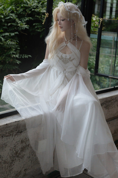 [Vorbestellschluss 14. Juli] Griechische-Göttin-Fantasy-Kleid mit Neckholder und Schalärmeln
