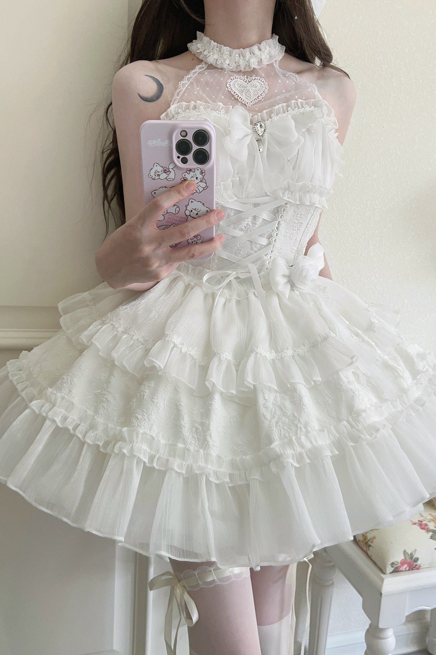 ホルターネックノースリーブシュガーロリータドレス