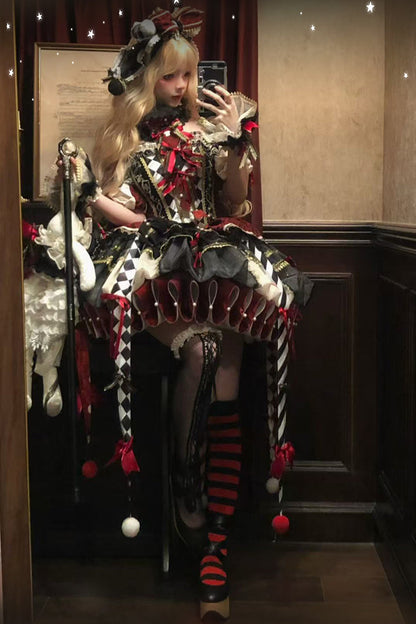 【12月26日予約締切】サーカスクイーンブラックアンドレッドロリータピエロドレス＋フルセットA/B