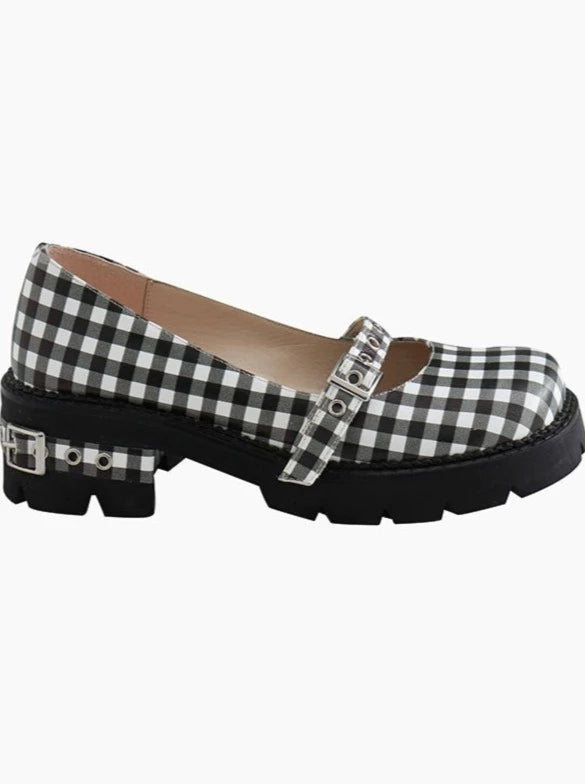 Merry Monochrome Belt Check Heels