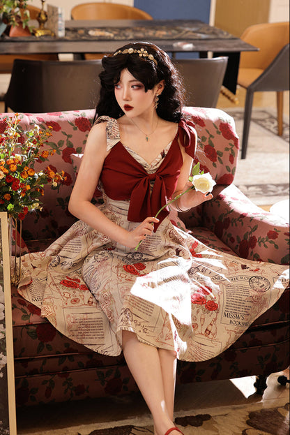 Antique Girl Ribbon Flare Dress