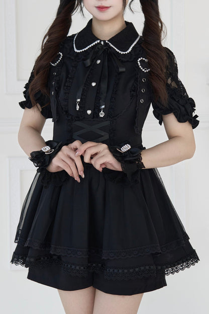 【予約商品】スプレシアーレーススリーブリボンシャツ＋ストラップビスチェドレス