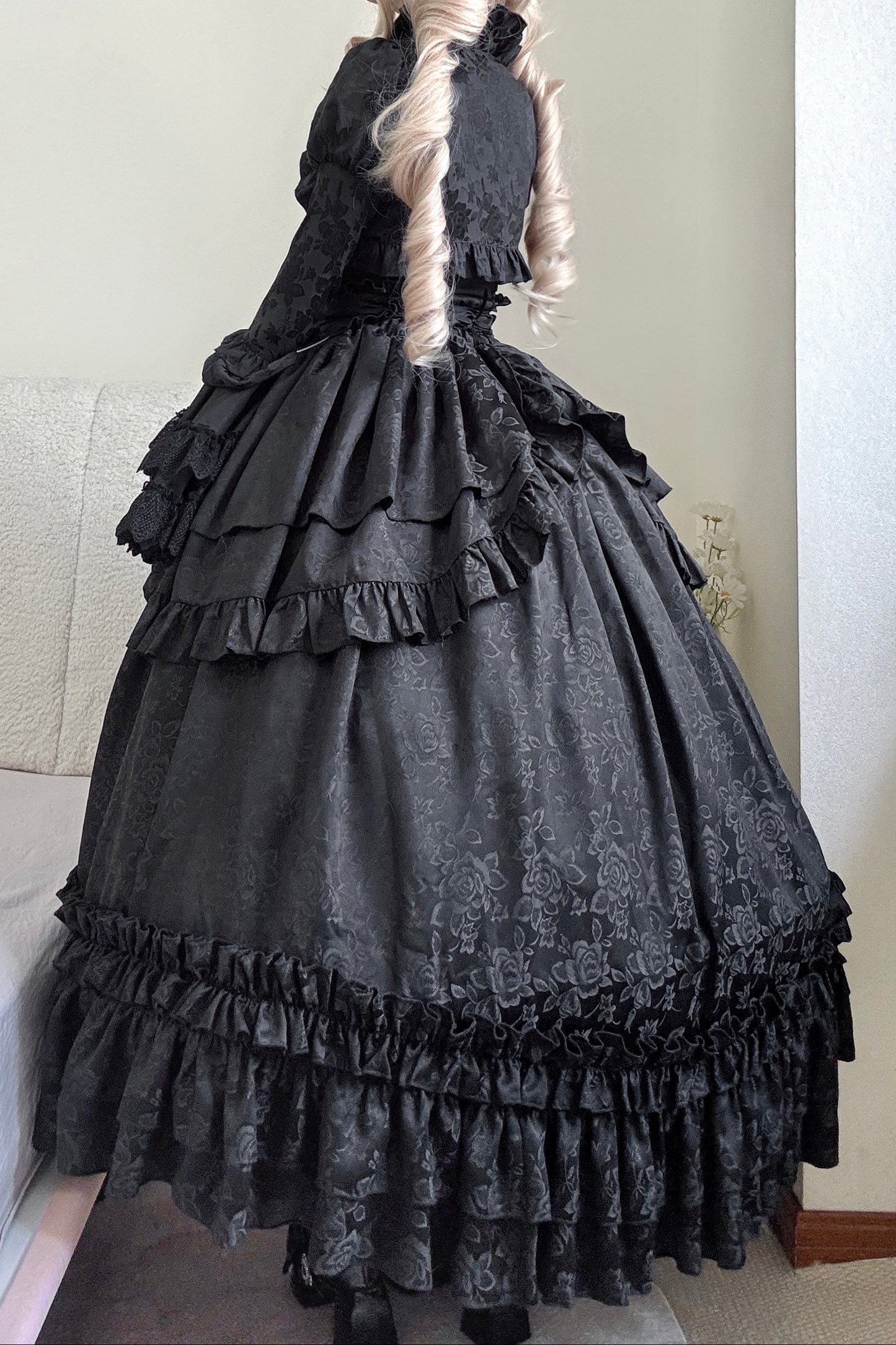 【12月6日予約締切】クロスノクターンゴシックダーク・ストライプレイヤードトップ＋クロスローズ・ストライププルアップスカート