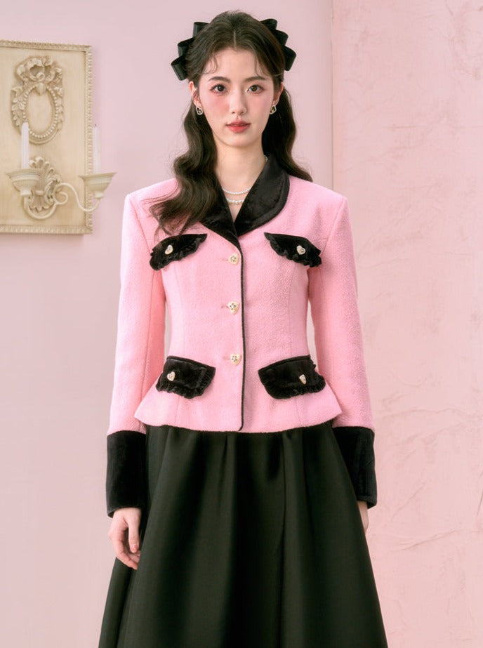 Pink Black Contrast Jacket