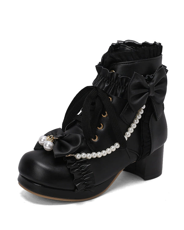 Pearl Ribbon Sweet Lolita Boot