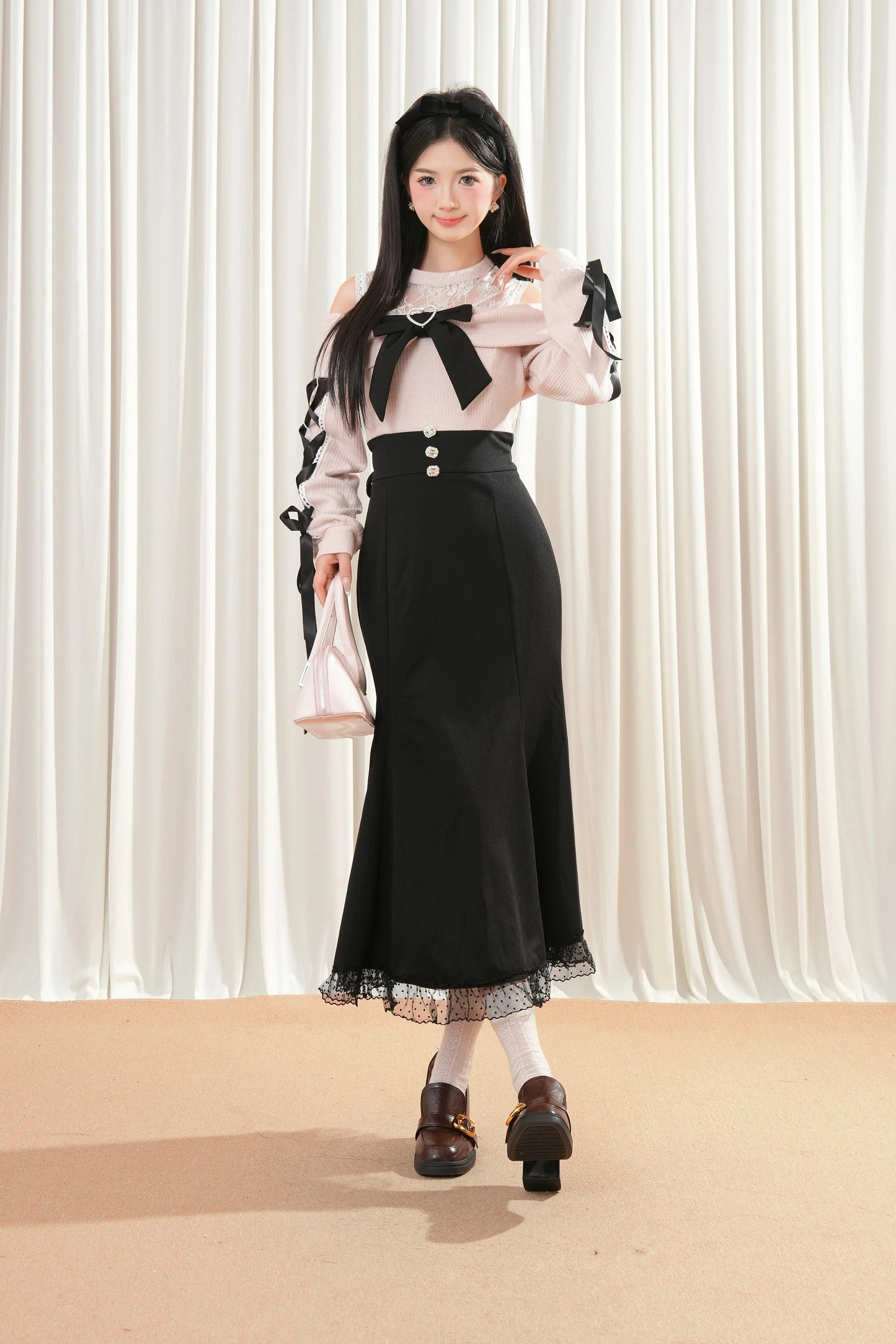 リボンマーメイドレースアップドレス