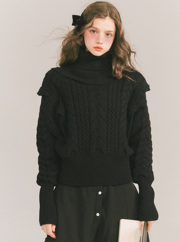 French High Neck Knit Sweater