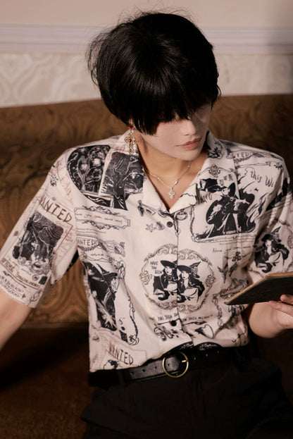 アンティークプリントデザインシャツ