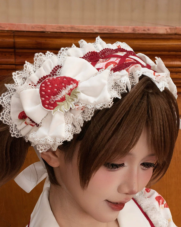 レッドベリーロリータドレス+リボン+ヘアバンド
