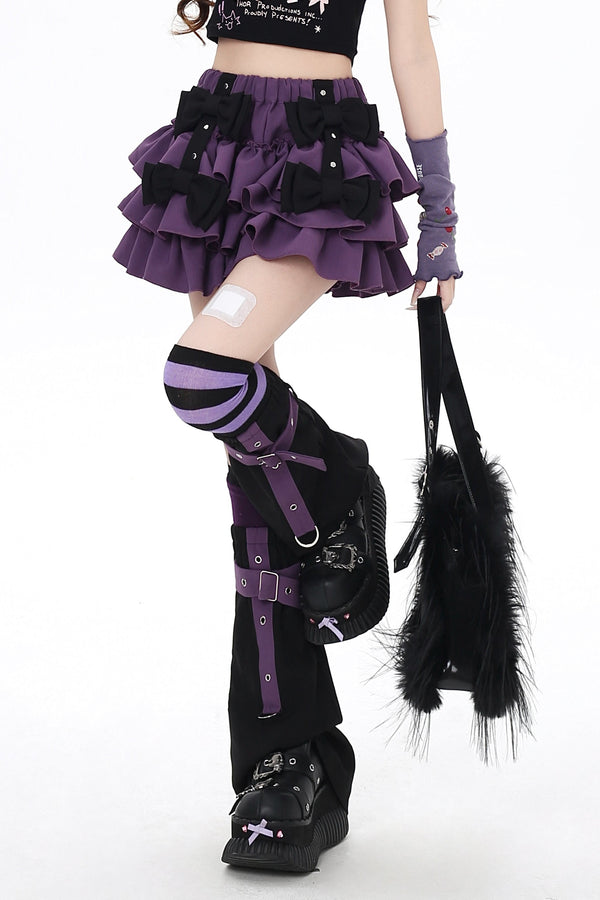 地雷ダークリボンケーキスカート