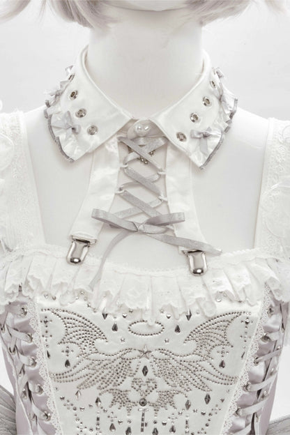 天使の羽刺繍シャツカラー